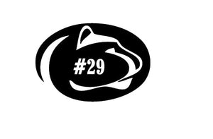 Custom Penn State University Nittany Lions with number (4.5" - 30") Vinyl Decal in Different colors & size for Cars/Bikes/Windows