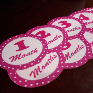 Month simple pink baby stickers