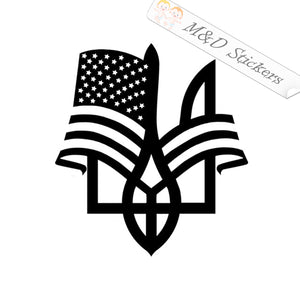 Ukrainian American Trident (4.5" - 30") Decal in Different colors & size for Cars/Bikes/Windows