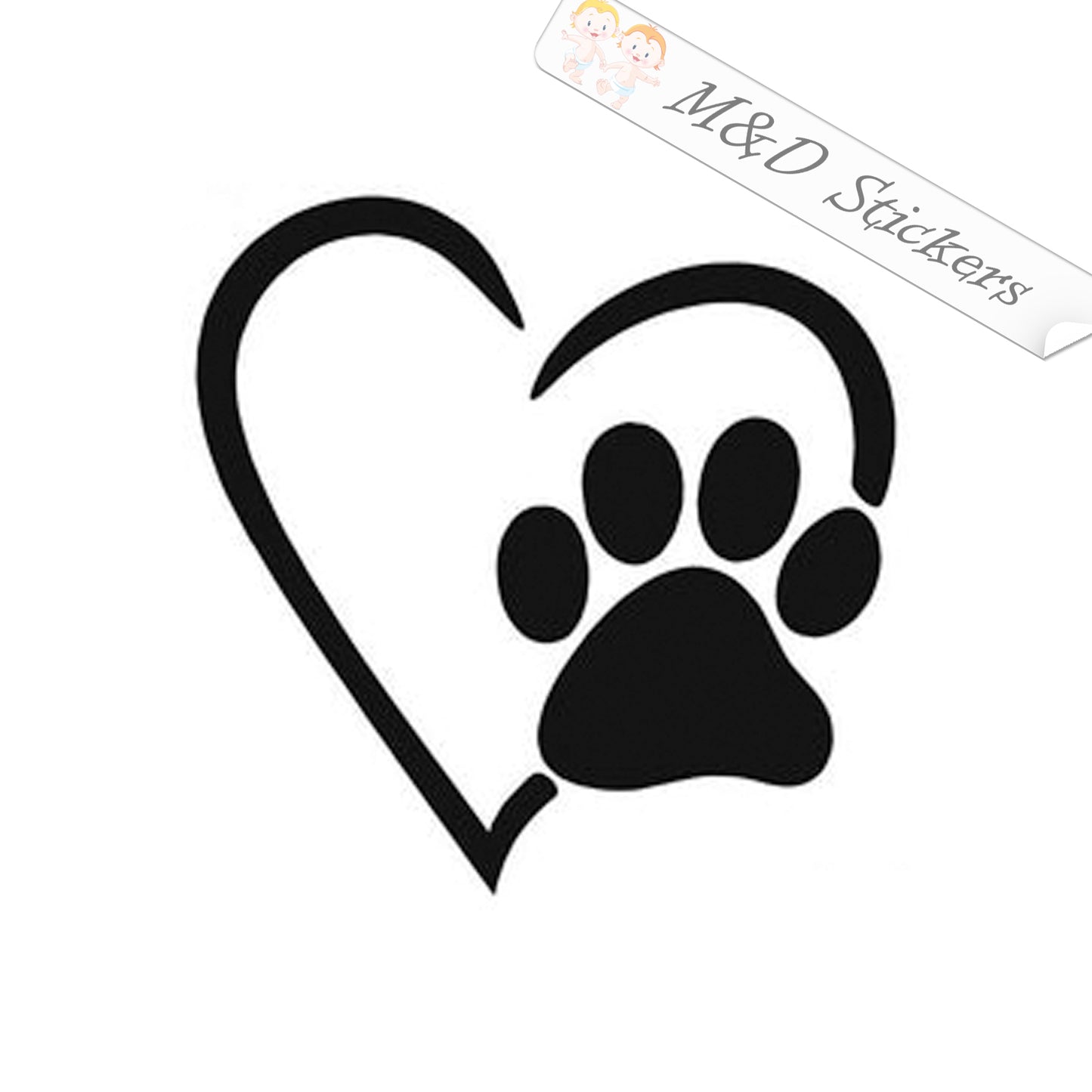 Paw Love Heart (4.5" - 30") Vinyl Decal in Different colors & size for Cars/Bikes/Windows