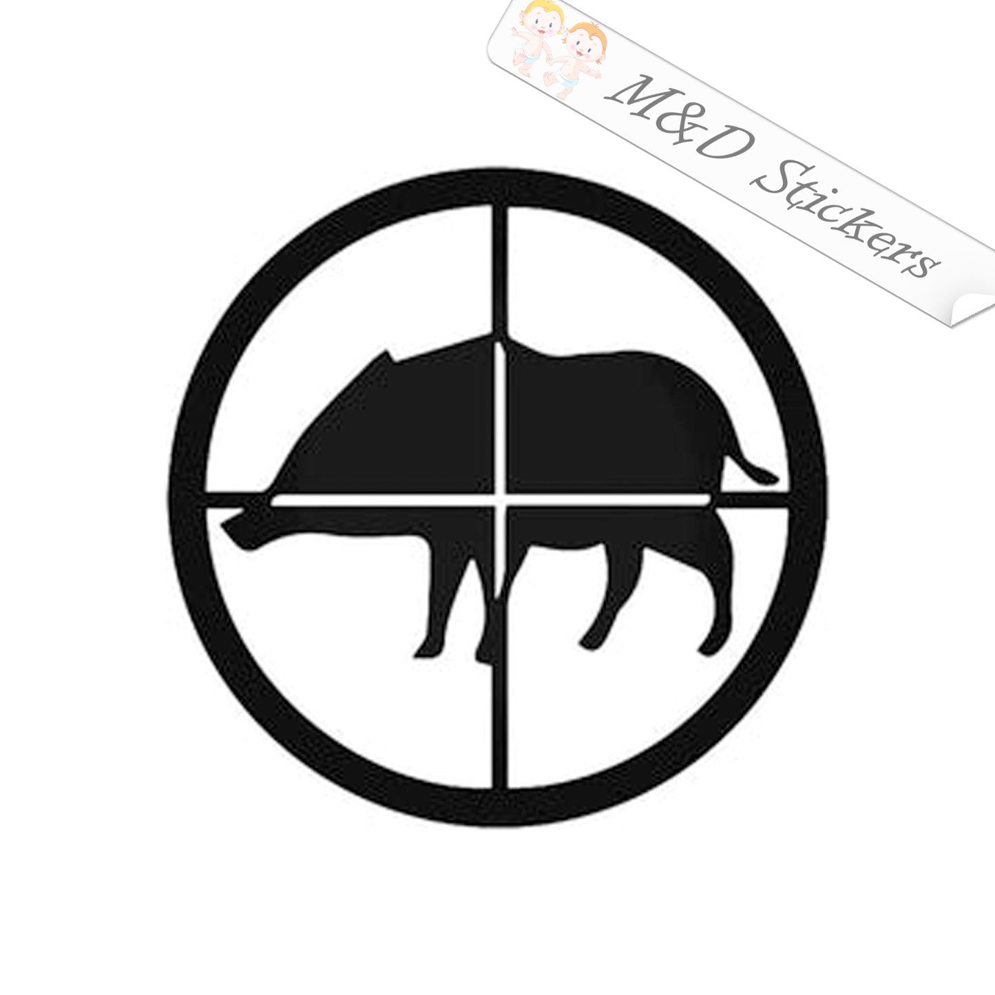 Hunting Crosshair Hog Boar (4.5" - 30") Vinyl Decal in Different colors & size for Cars/Bikes/Windows