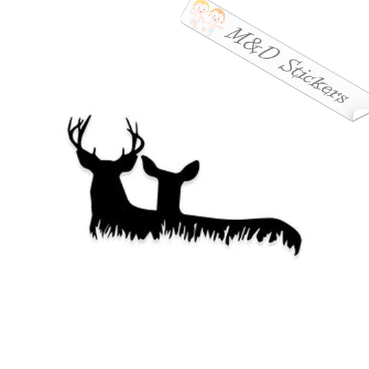 Deer and Doe hunting (4.5" - 30") Vinyl Decal in Different colors & size for Cars/Bikes/Windows