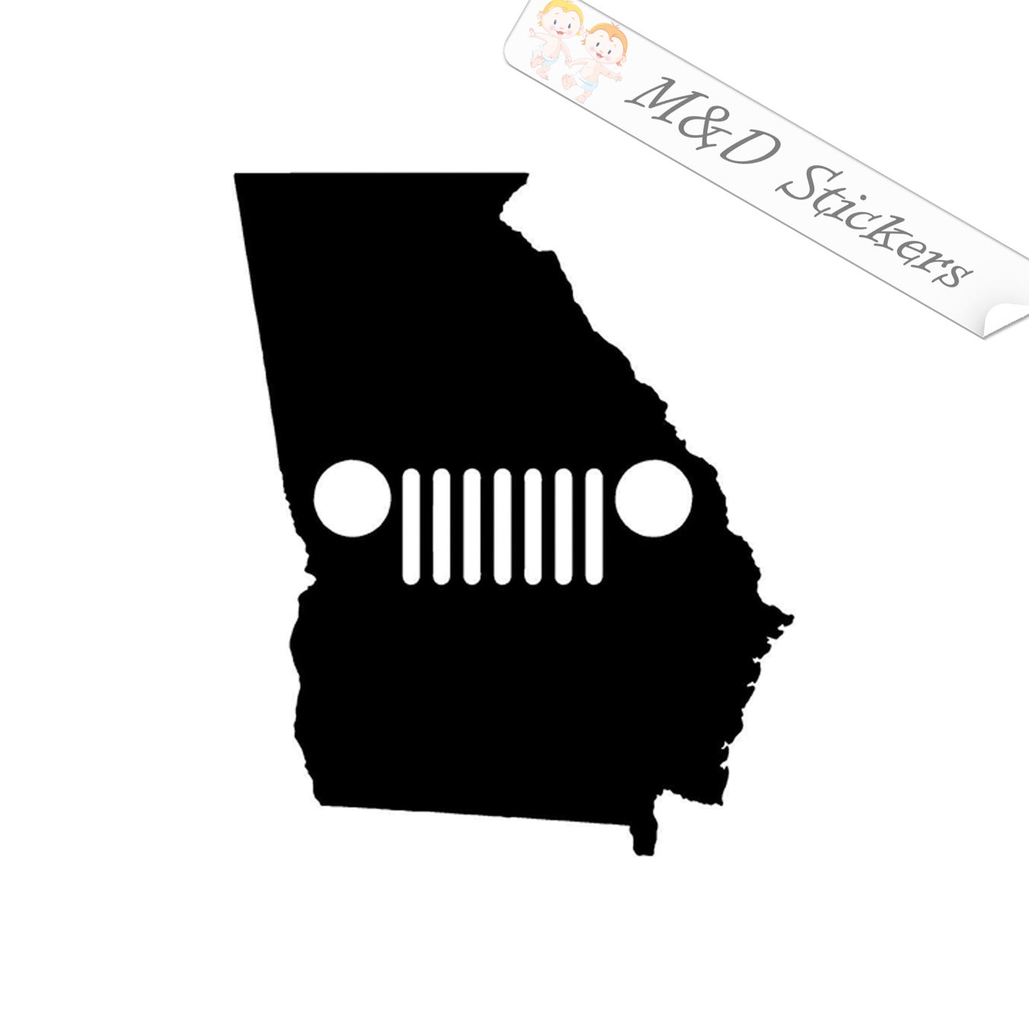 Georgia State Borders Shape Jeep (4.5" - 30") Vinyl Decal in Different colors & size for Cars/Bikes/Windows