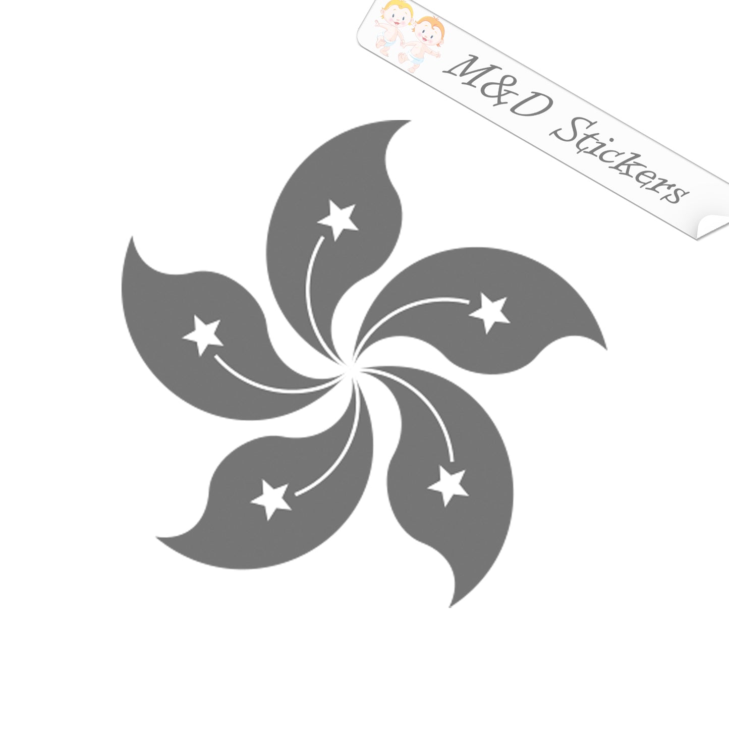 Hong Kong Flag flower (4.5" - 30") Decal in Different colors & size for Cars/Bikes/Windows