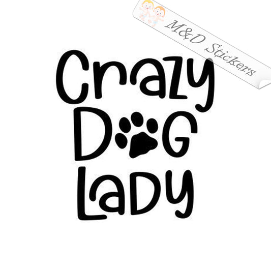 2x Crazy Dog Lady Vinyl Decal Sticker Different colors & size for Cars/Bikes/Windows