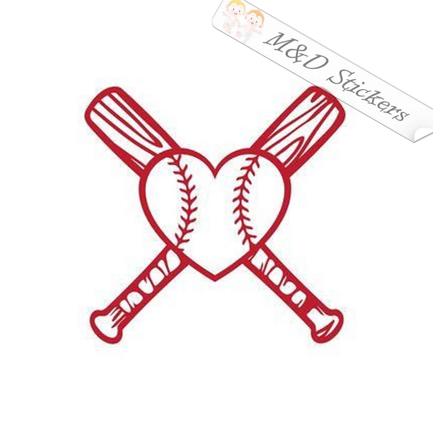 2x Love Baseball Vinyl Decal Sticker Different colors & size for Cars/Bikes/Windows