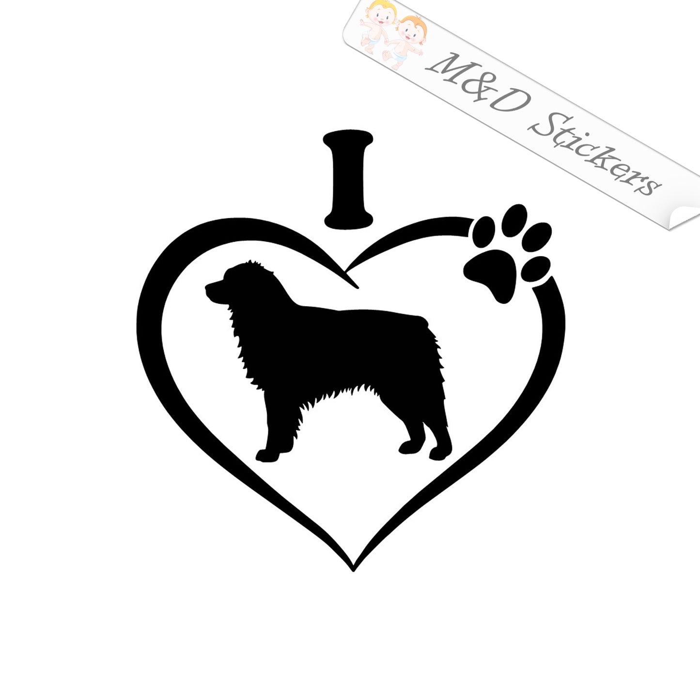 2x I love Australian Shepherd Dog Vinyl Decal Sticker Different colors & size for Cars/Bikes/Windows