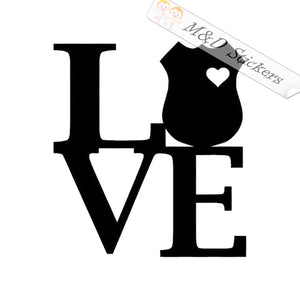 Love police badge (4.5" - 30") Vinyl Decal in Different colors & size for Cars/Bikes/Windows