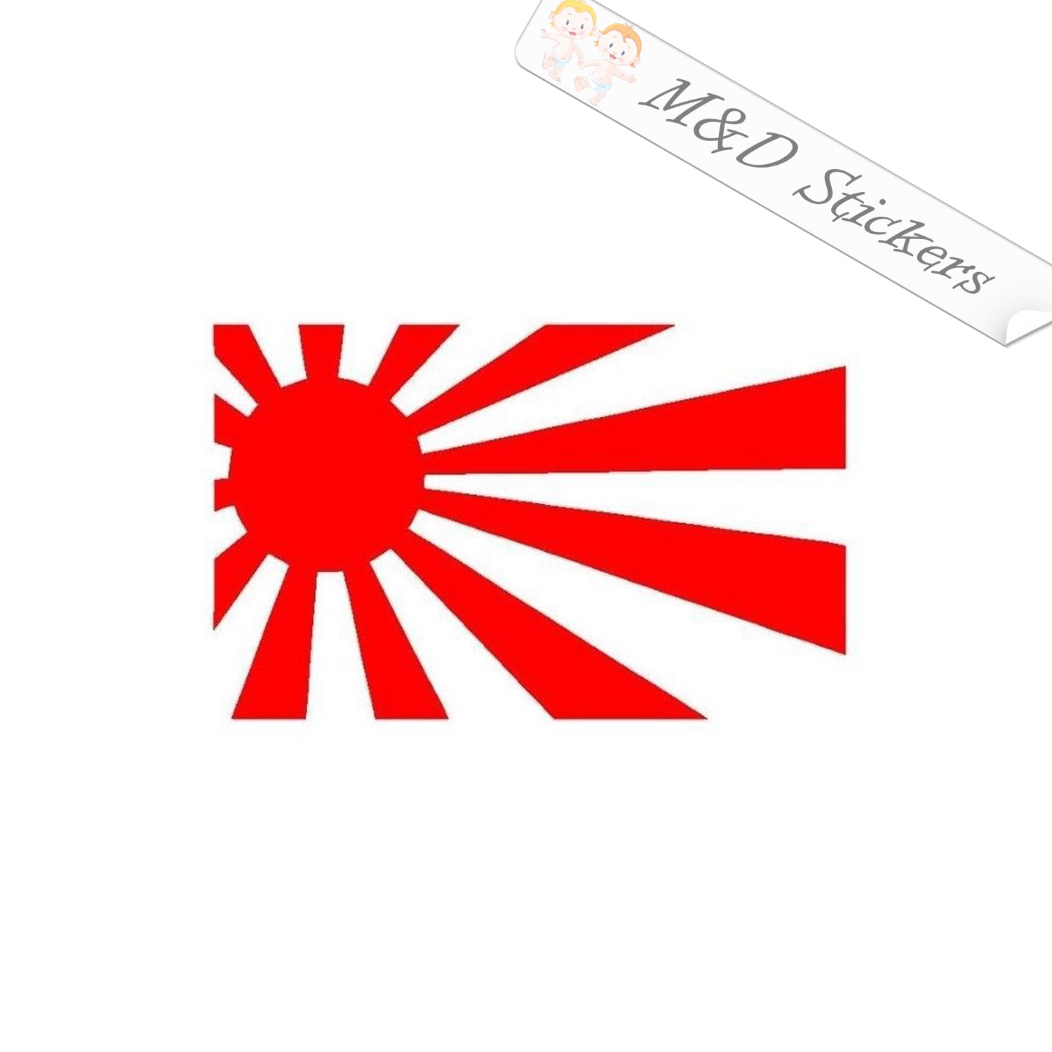 Rising Sun Decal Sticker - Japanese Flag Vinyl Die-Cut For Cars, Laptops, Windows