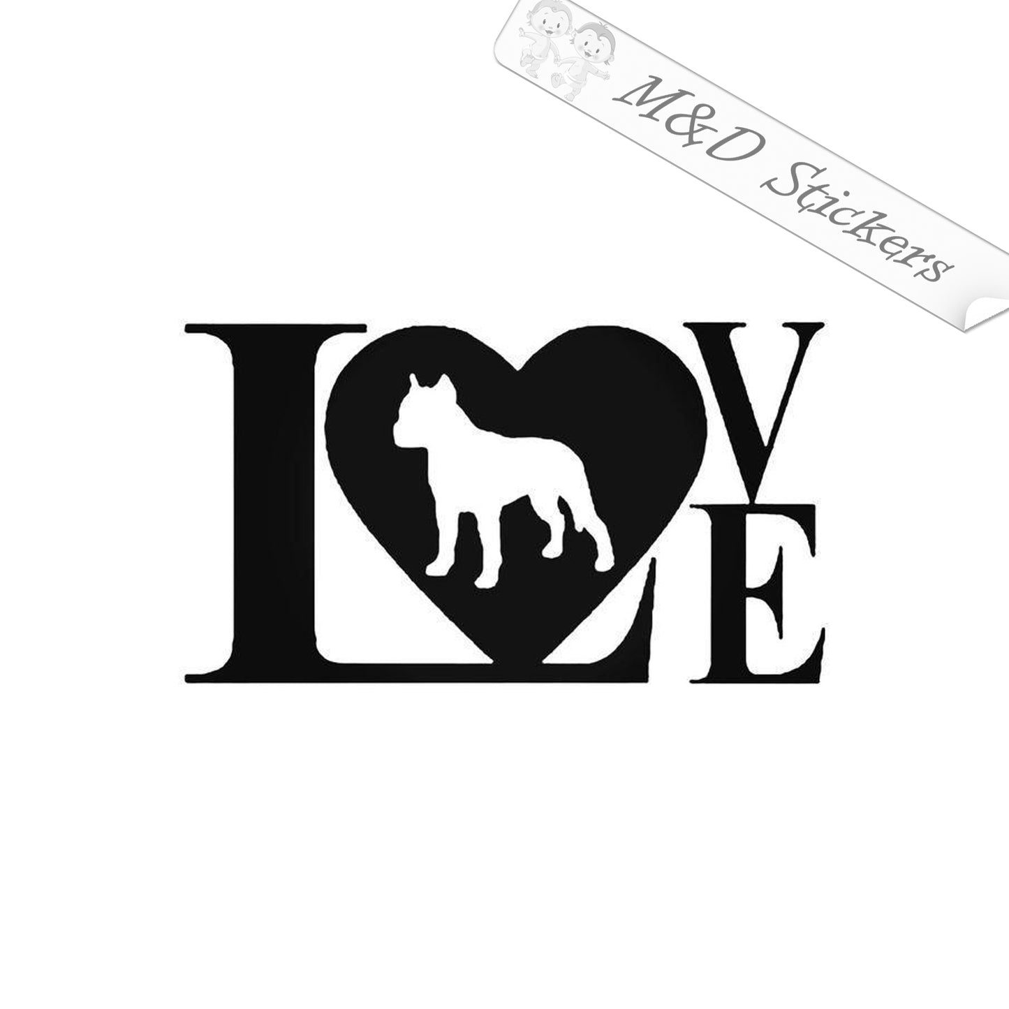 2x Love Pitbull Dog Vinyl Decal Sticker Different colors & size for Cars/Bikes/Windows