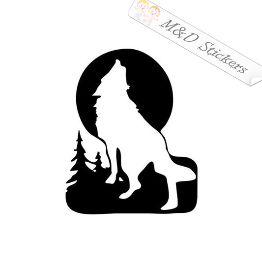 2x Wolf howling at the moon Vinyl Decal Sticker Different colors & size for Cars/Bikes/Windows