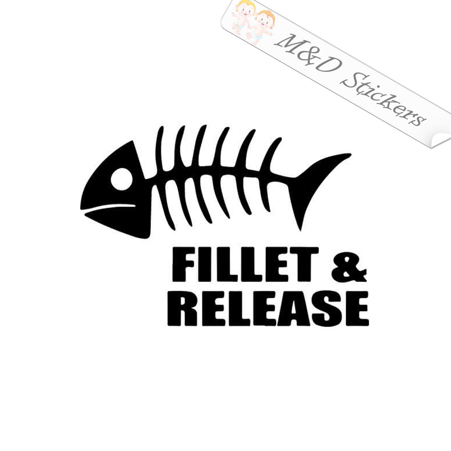 2x Funny Fillet & Release Vinyl Decal Sticker Different colors & size for Cars/Bikes/Windows