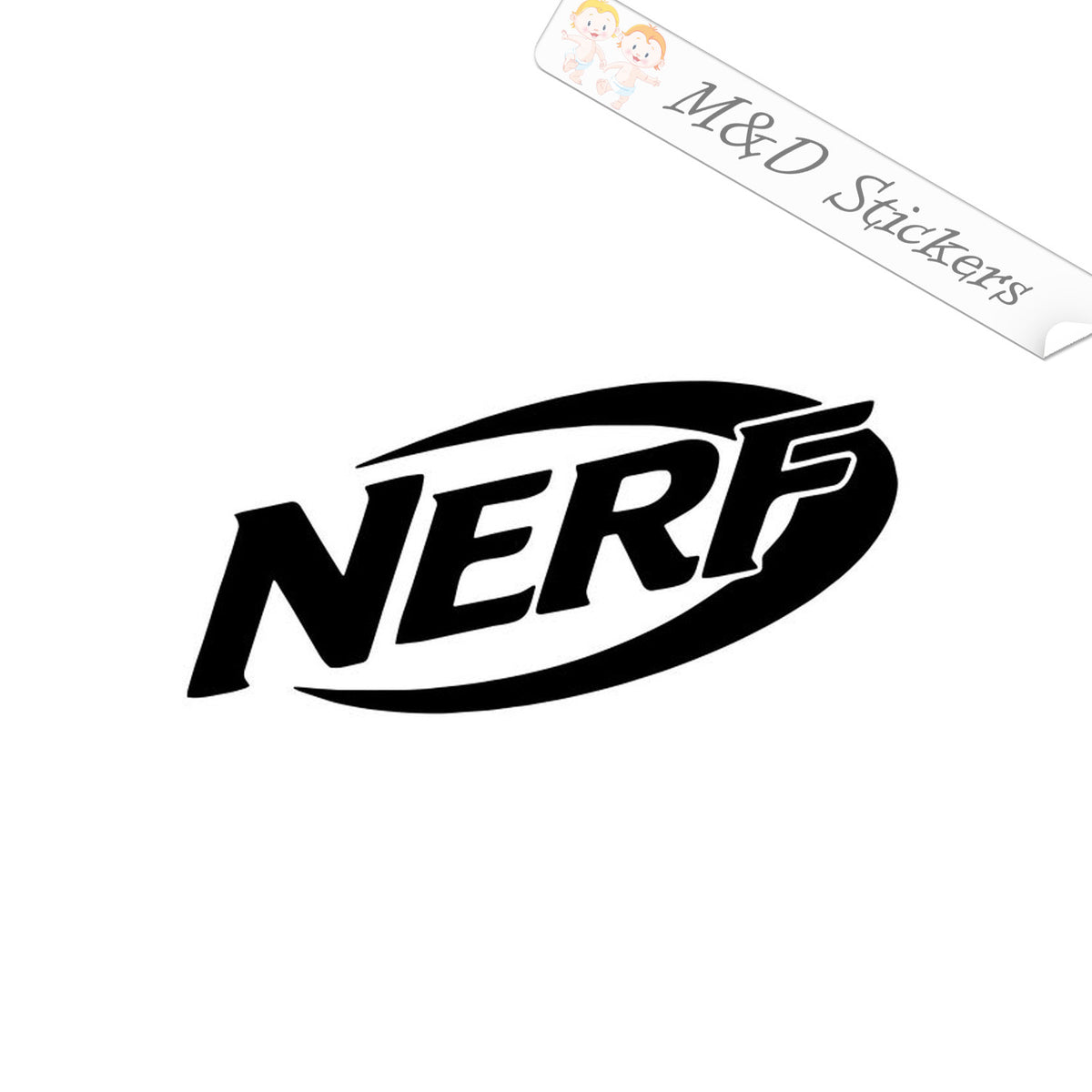 2x Nerf Toys Logo Vinyl Decal Sticker Different Colors And Size For Cars Mandd Stickers