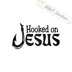 Hooked on Jesus (4.5" - 30") Vinyl Decal in Different colors & size for Cars/Bikes/Windows