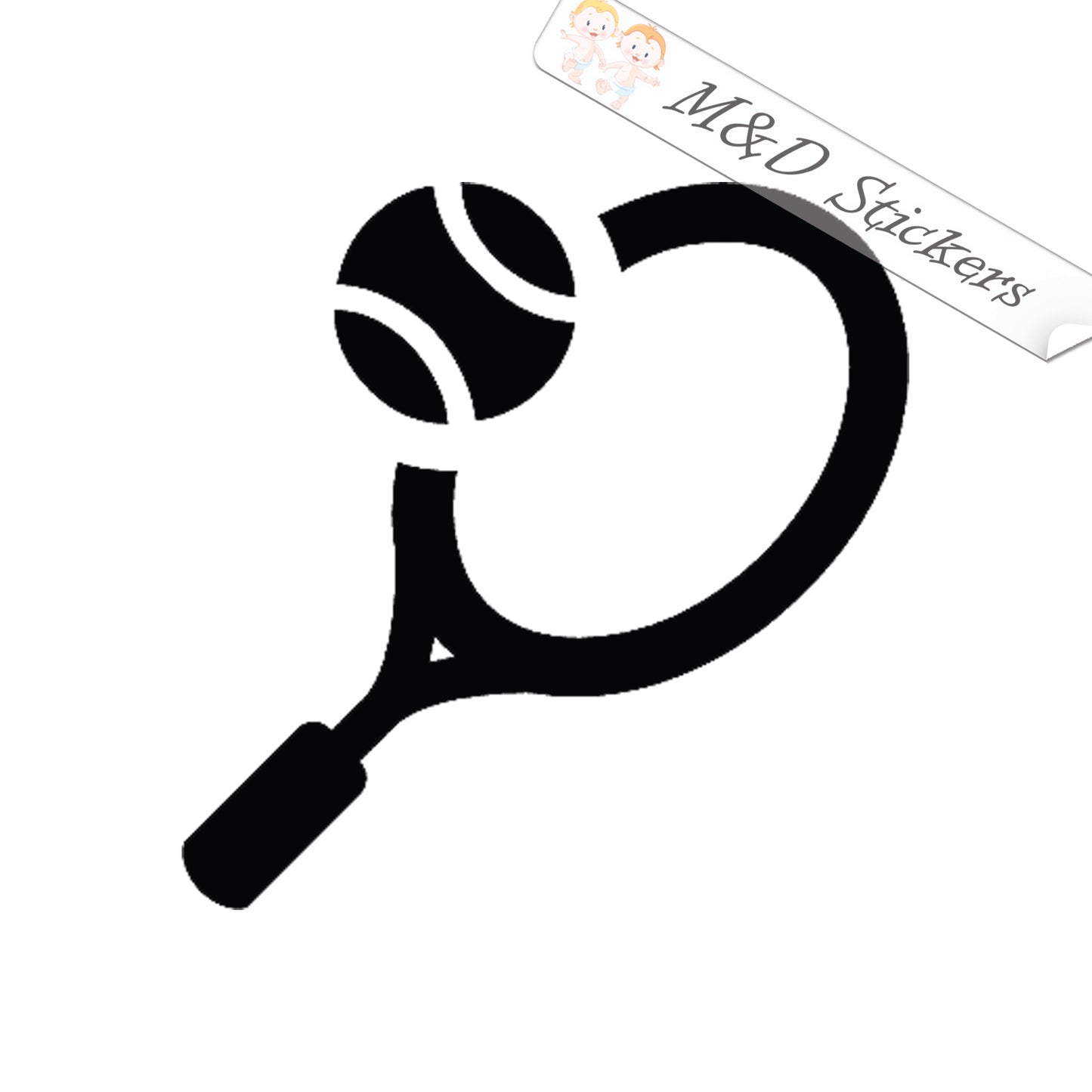 Tennis racket and ball emblem (4.5" - 30") Vinyl Decal in Different colors & size for Cars/Bikes/Windows