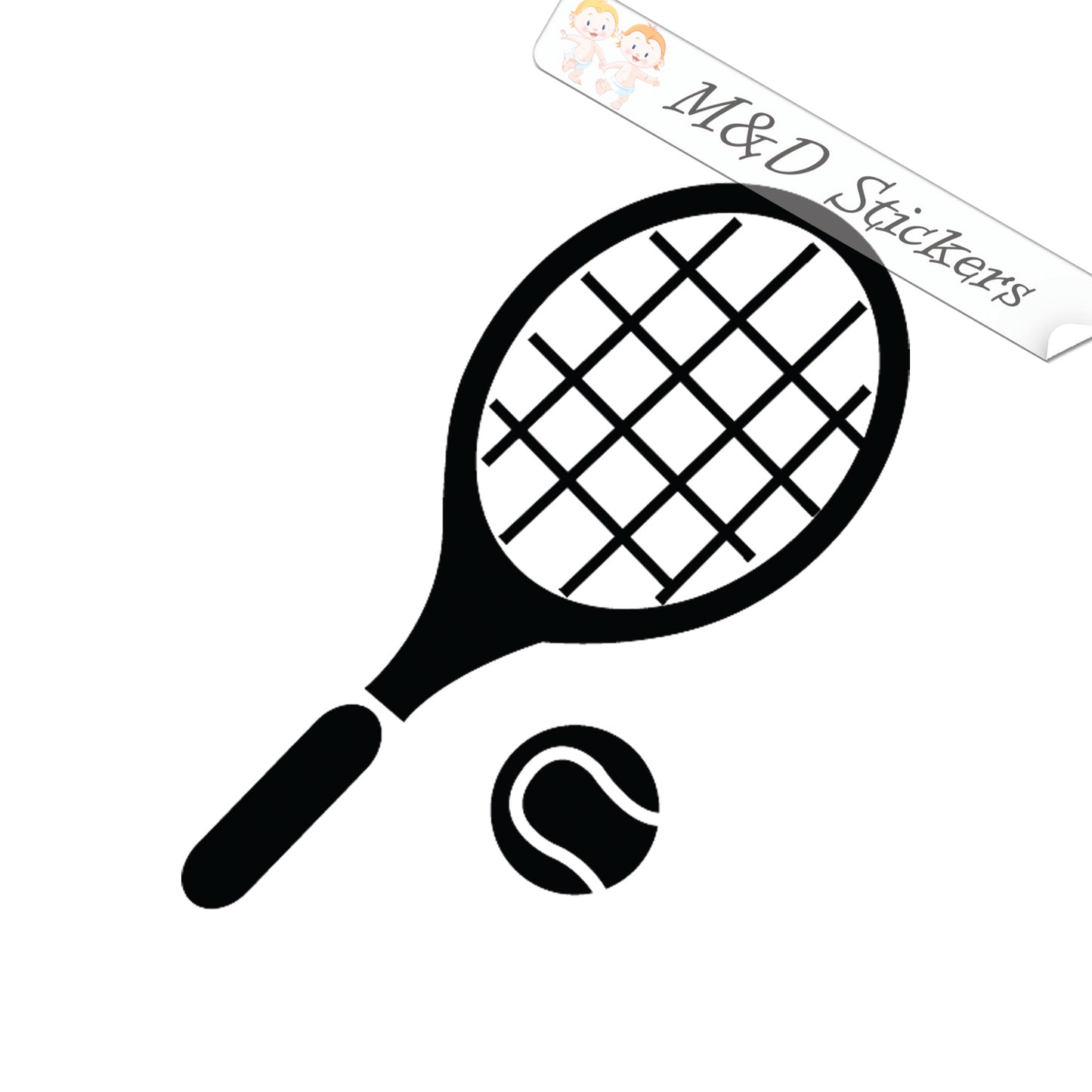 Tennis racket and ball emblem (4.5" - 30") Vinyl Decal in Different colors & size for Cars/Bikes/Windows