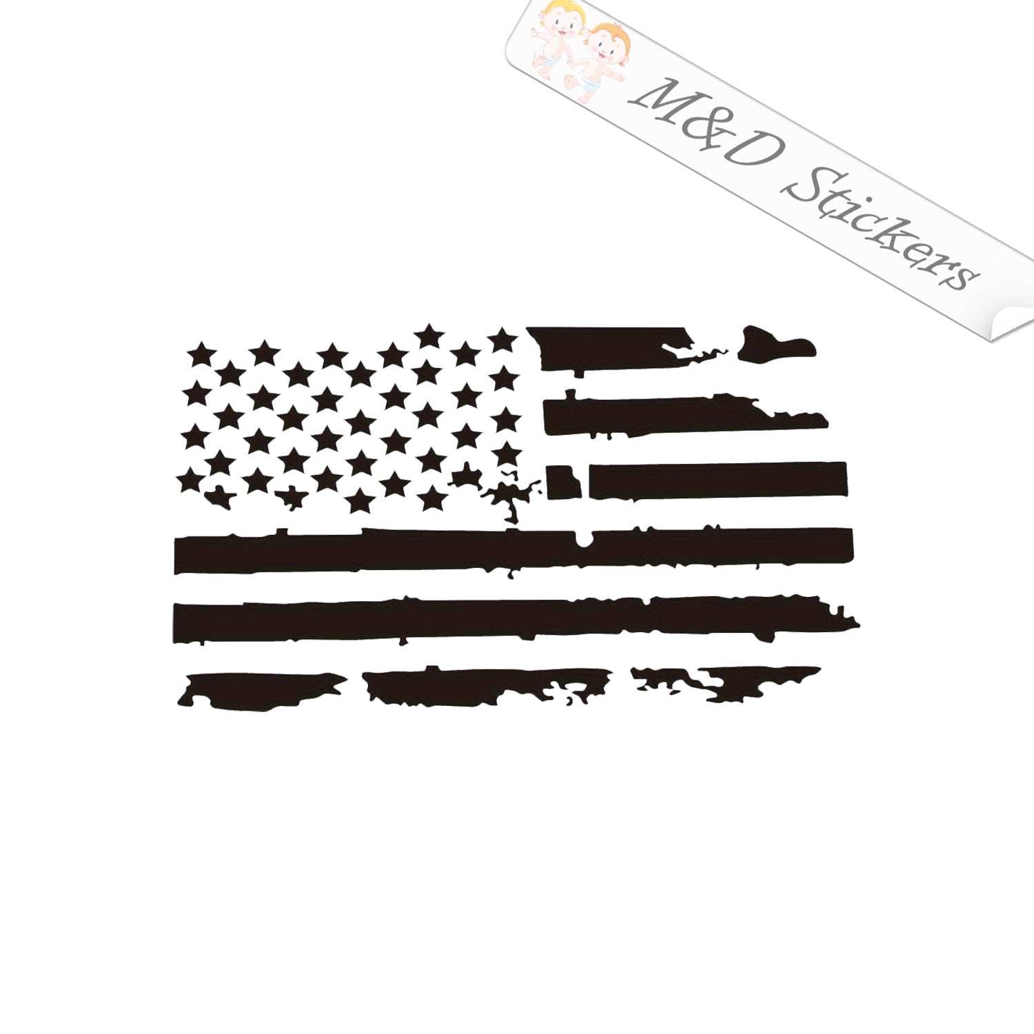 HICATDECAL Distressed American Flag Sticker - Set Of 2 Black Vinyl Decals For Car Window, Bumper & Laptop - View #11
