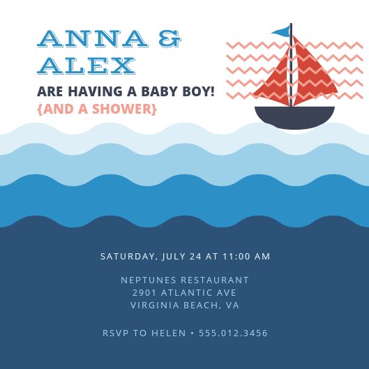 Baby shower Nautical invitations Personalized for any event with your details