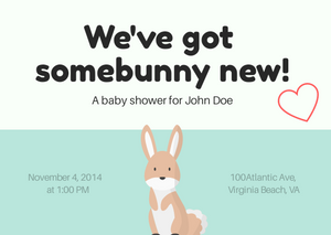 Baby shower invitations Somebunny new Personalized for any event with your details.