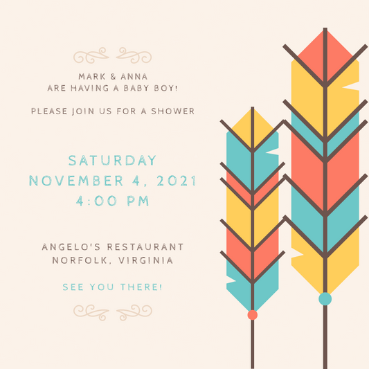 Baby shower Tribe themed invitations Personalized for any event with your details