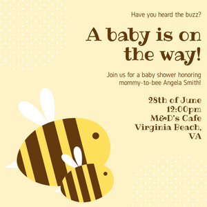 Mommy-to-bee themed invitations Personalized for any event with your details