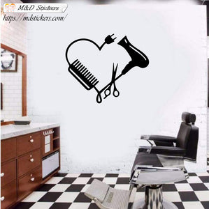 Wall Stickers Vinyl Decal Hair Dresser Heart
