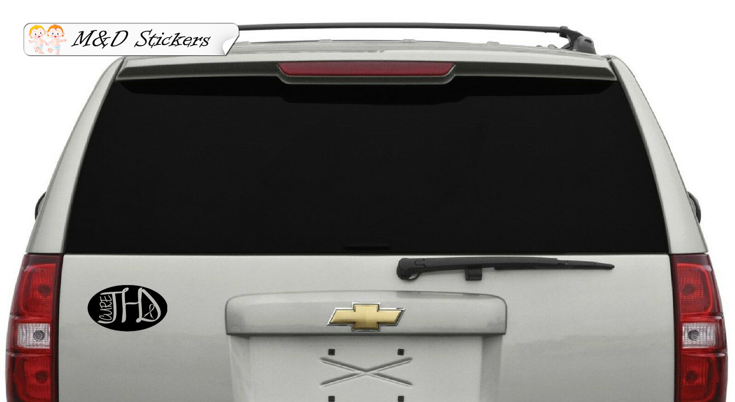 Cure JHD Huntington’s disease (4.5" - 30") Vinyl Decal in Different colors & size for Cars/Bikes/Windows