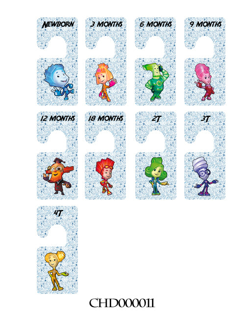 Baby clothes closet dividers. The Fixies / Fixiki cartoons. Newborn - 4T