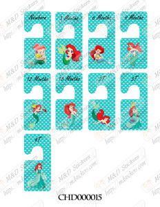 Baby clothes closet dividers. Ariel mermaid themed. Newborn - 4T. CHD000015