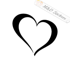 2x Heart Shape Love Vinyl Decal Sticker Different colors & size for Cars/Bikes/Windows