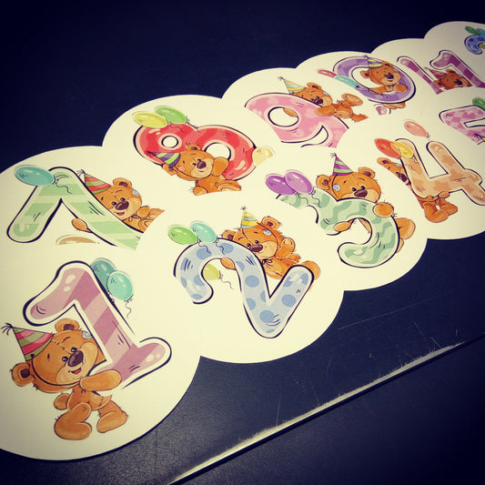Teddy bear themed monthly bodysuit baby stickers