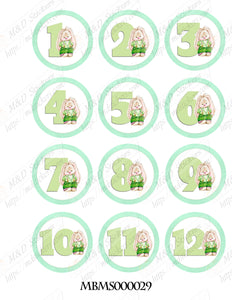 Bunny with numbers themed monthly bodysuit baby stickers