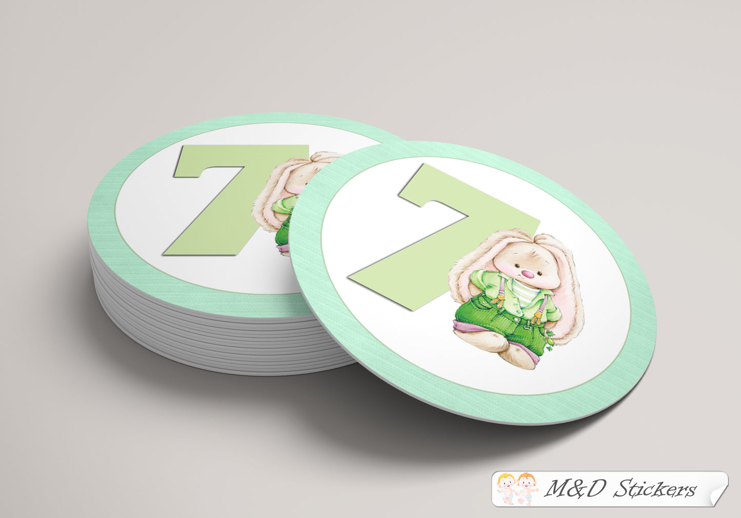 Bunny with numbers themed monthly bodysuit baby stickers