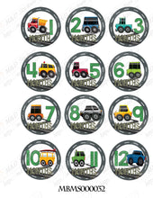 Cartoon cars themed monthly bodysuit baby stickers