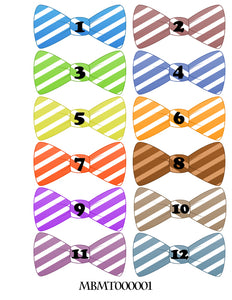Monthly bowtie shaped baby stickers for onesie / romper / bodysuit