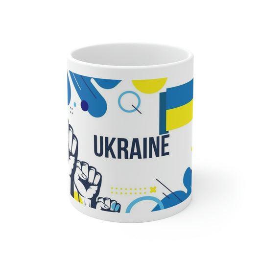 White Ceramic 11oz (0.33 l) Mug - Free Ukraine