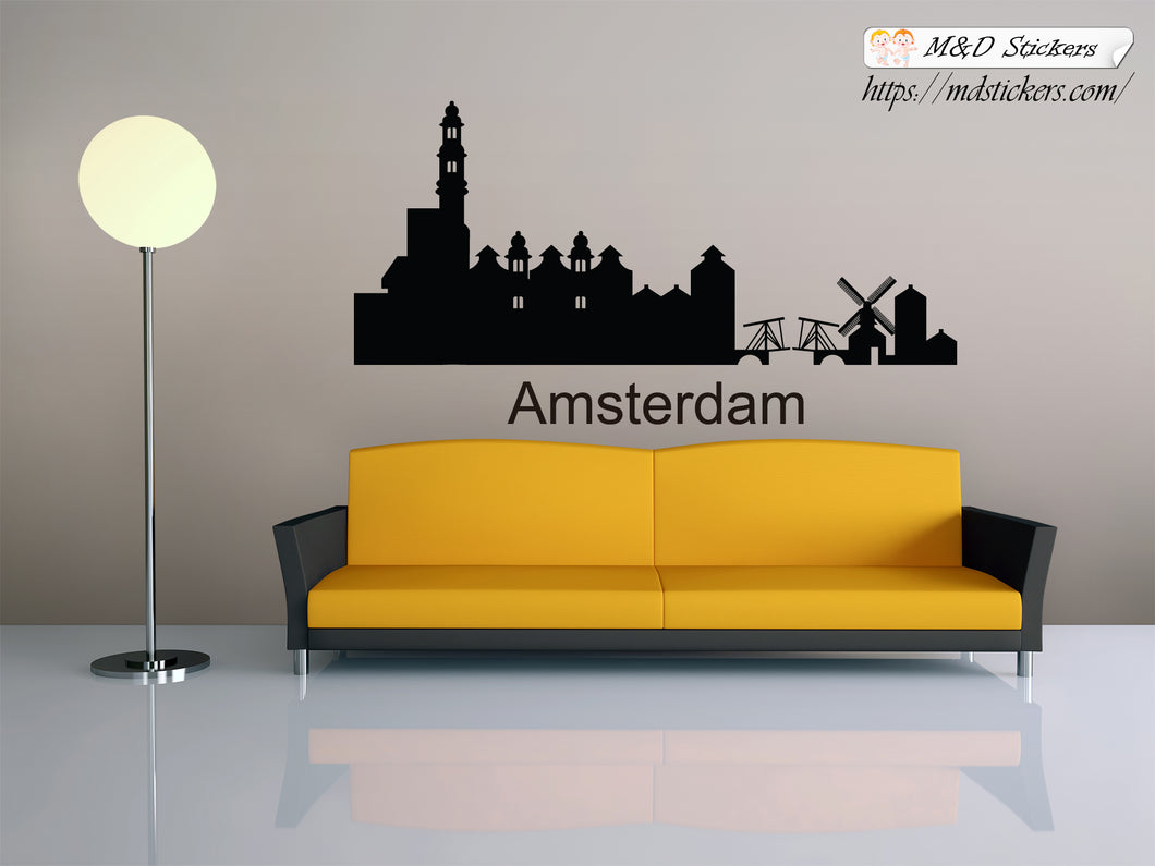 Biggest cities in the world series Wall Stickers Vinyl Decal Amsterdam Holland Netherlands Europe