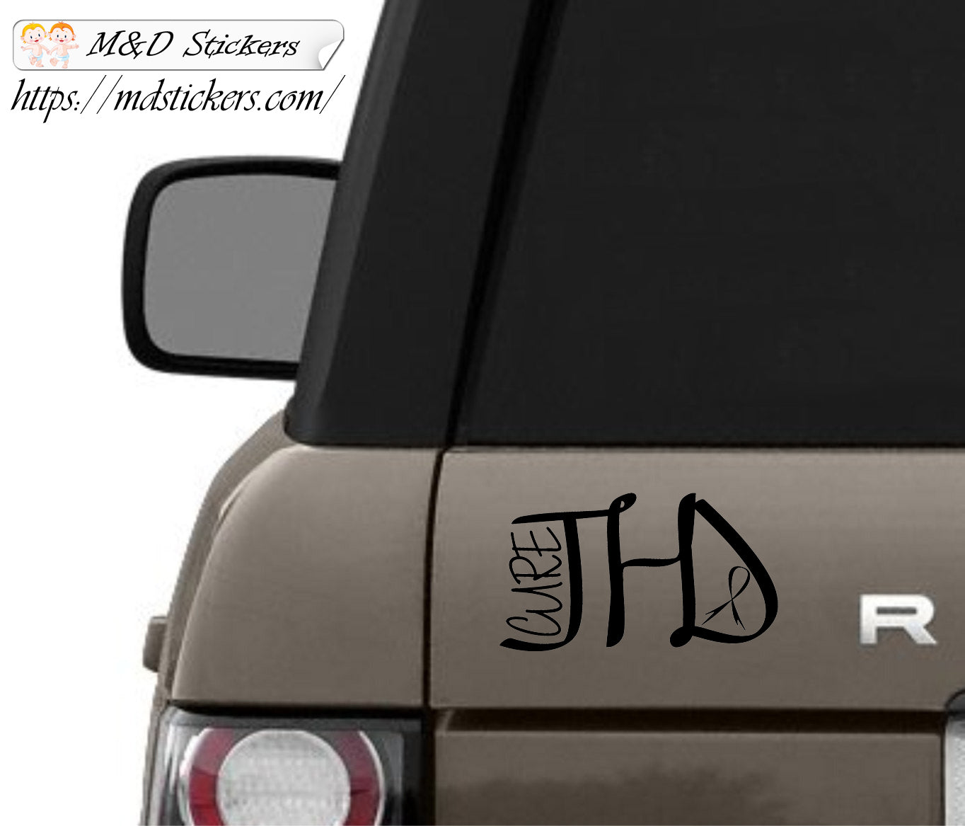 Cure JHD Huntington’s disease (4.5" - 30") Vinyl Decal in Different colors & size for Cars/Bikes/Windows