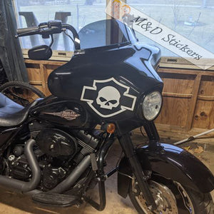 Harley skull outline shield (4.5" - 30") Vinyl Decal in Different colors & size for Cars/Bikes/Windows