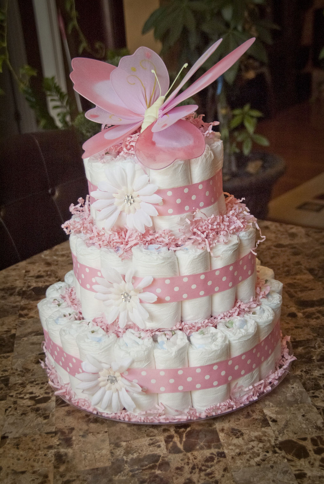 Butterfly themed Diaper Cake