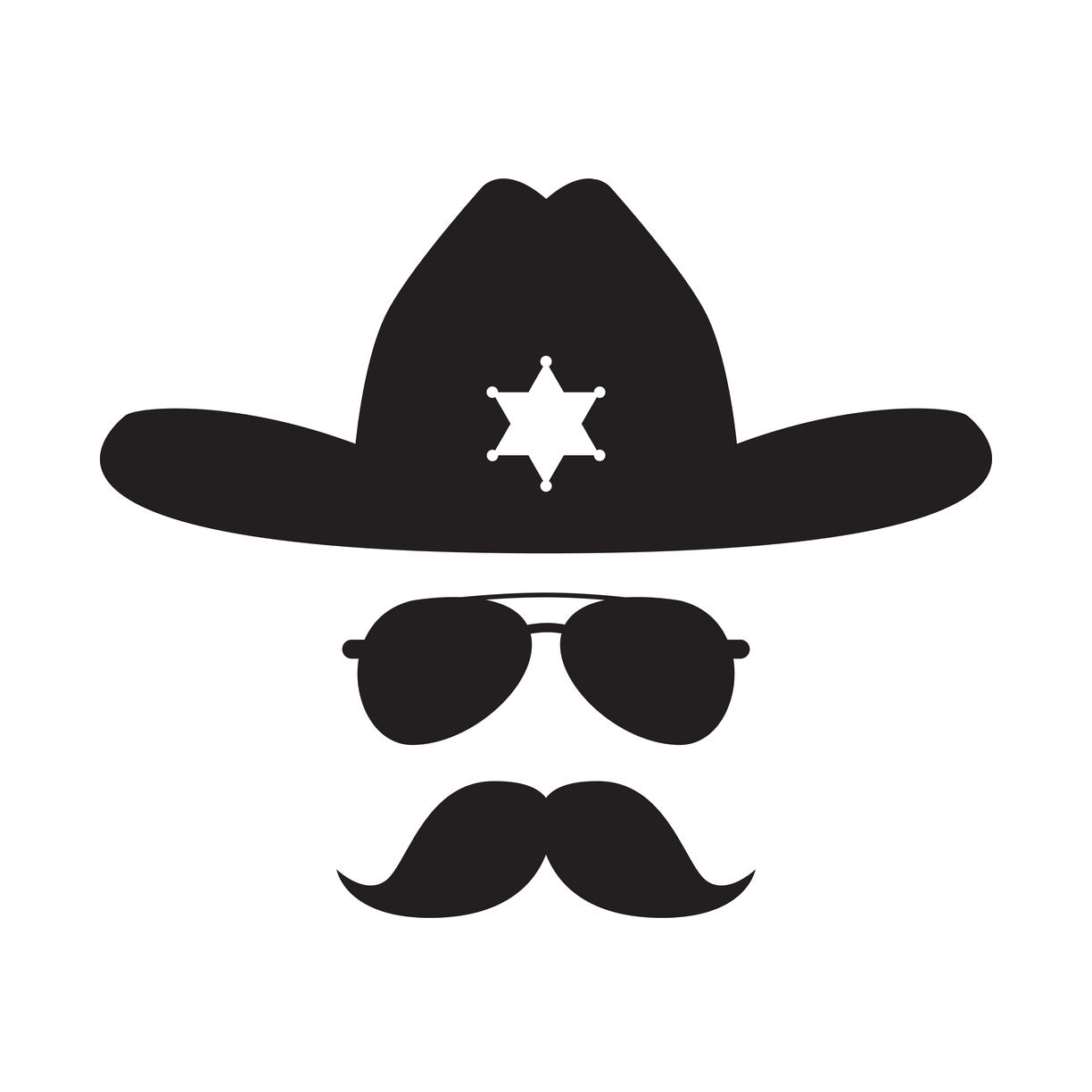 2x Sheriff bushy mustache Vinyl Decal Sticker Different colors & size for Cars/Bikes/Windows
