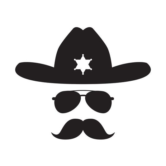 2x Sheriff bushy mustache Vinyl Decal Sticker Different colors & size for Cars/Bikes/Windows
