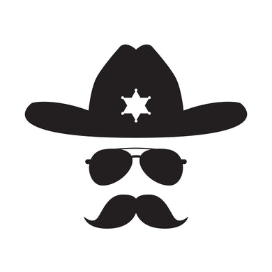 2x Sheriff bushy mustache Vinyl Decal Sticker Different colors & size for Cars/Bikes/Windows
