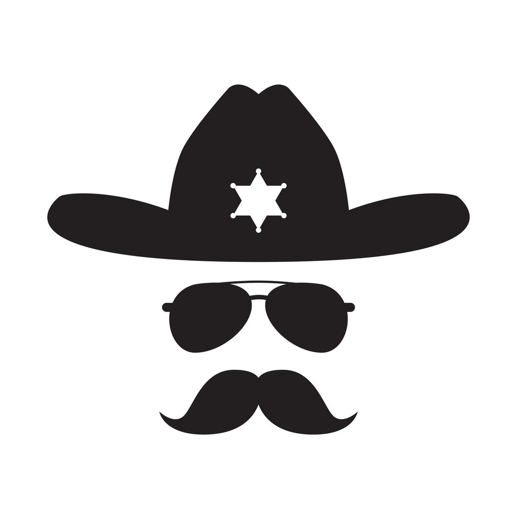 2x Sheriff bushy mustache Vinyl Decal Sticker Different colors & size for Cars/Bikes/Windows