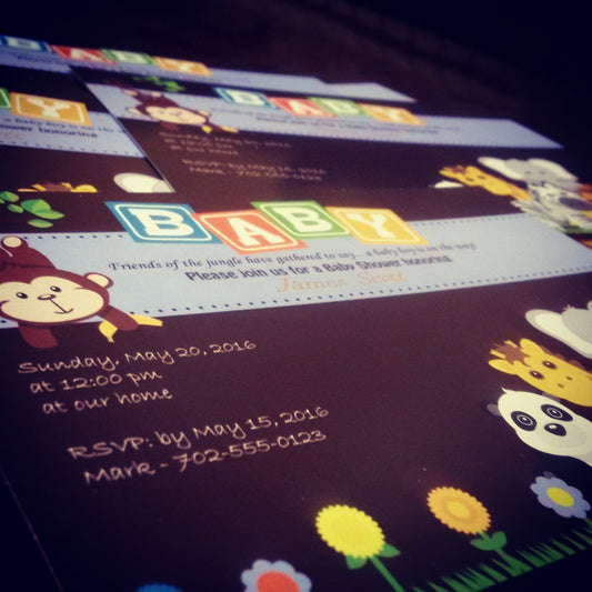 Baby shower invitations animals themed Personalized for any event with your details.