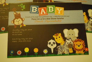 Baby shower invitations animals themed Personalized for any event with your details.