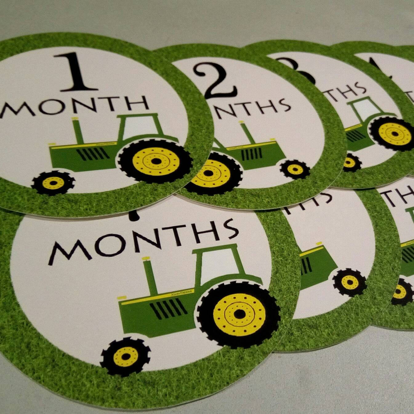 Monthly baby stickers. Tractor Onesie month stickers. Tractor, farm