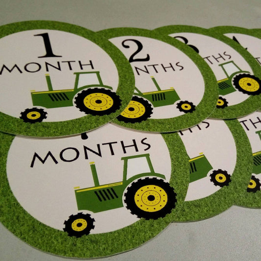 Monthly baby stickers. Tractor Onesie month stickers. Tractor, farm
