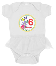Monthly baby stickers. Butterflies and flowers bodysuit infants month labels.