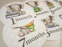 Monthly blue elephants baby stickers